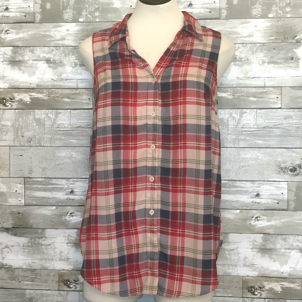 ❤️ Sz M Xhilaration Plaid Lace Tank Top